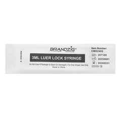 Brandzig 3ml syringe demonstrates leak-proof Luer Lock tip for secure connections