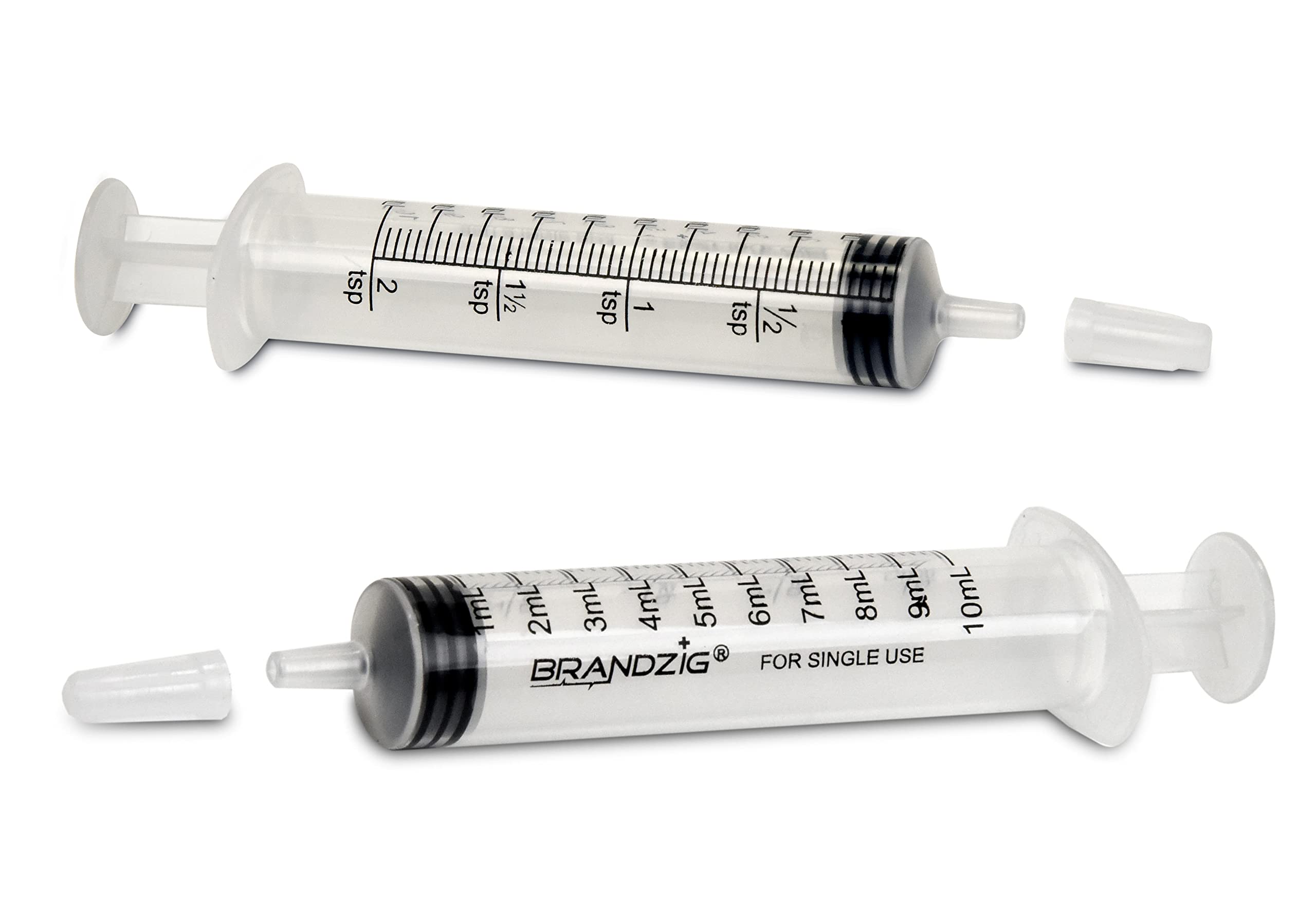 BrandZIG syringe cap close-up shows secure cap and protection.