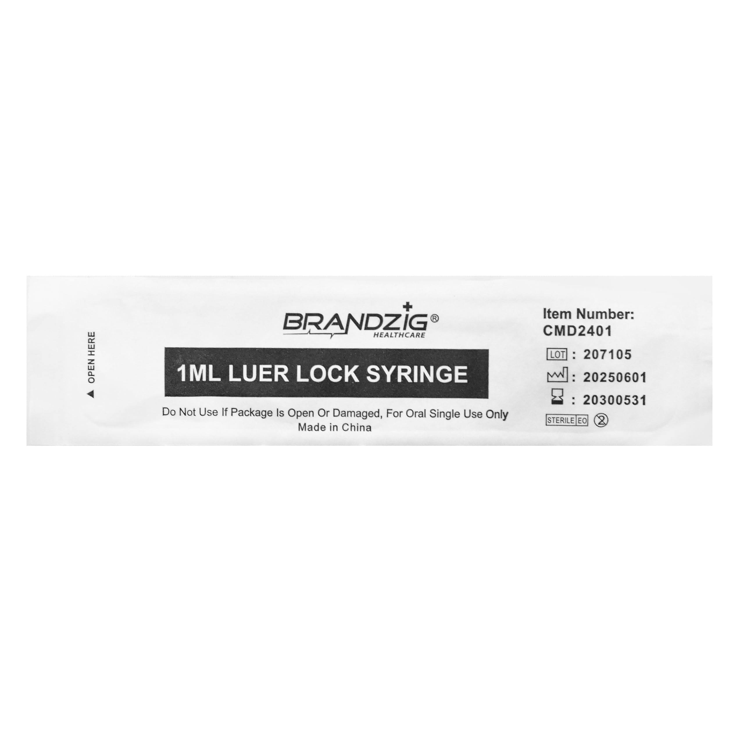 Brandzig syringe with Luer Lock tip closeup, secure seal for leak-free performance.