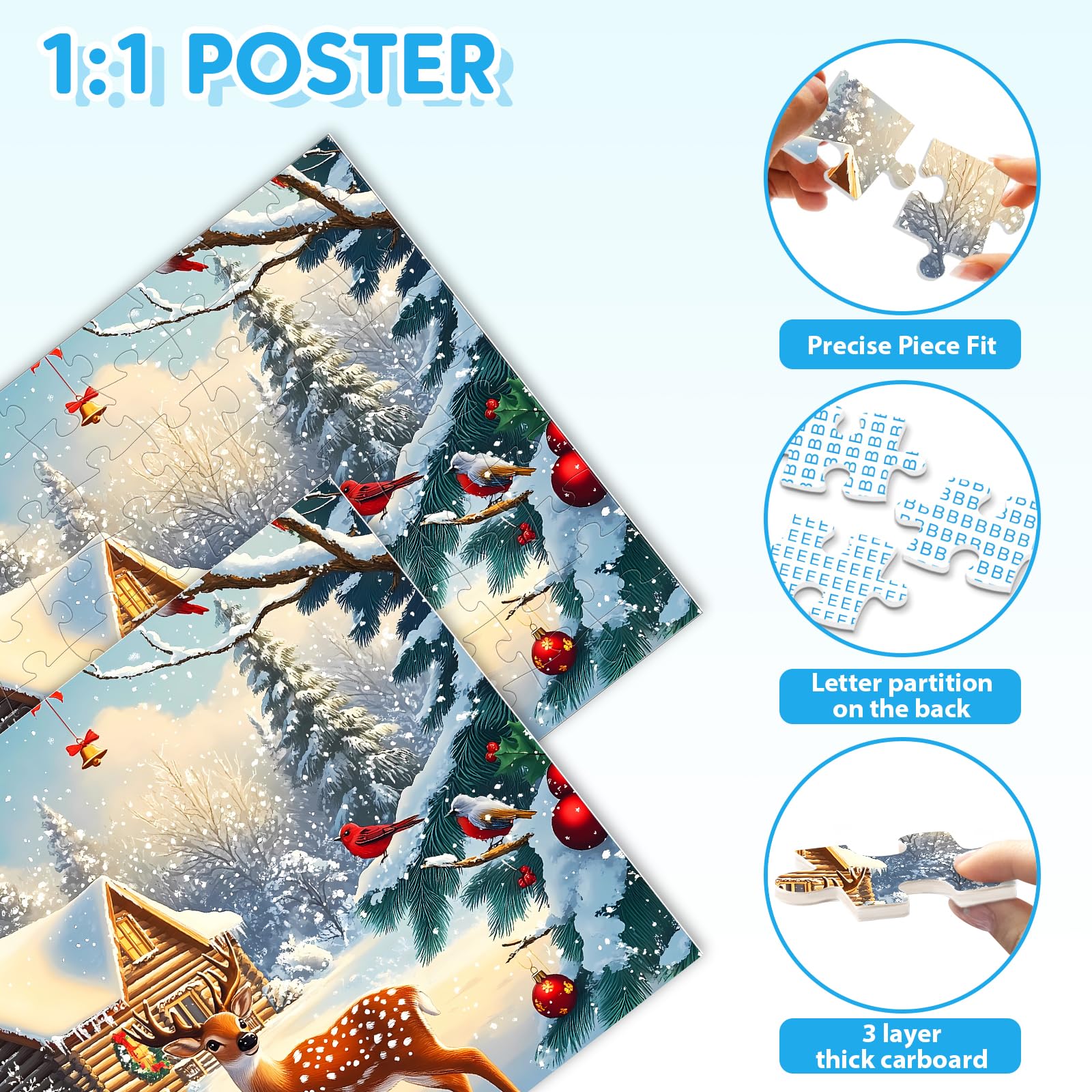 BraniacBits winter scene puzzle – bright contrasts for easier assembly