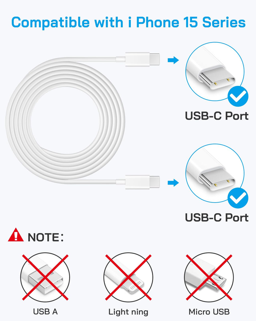 BRASAG 6ft USB-C to USB-C cable with reinforced durability.
