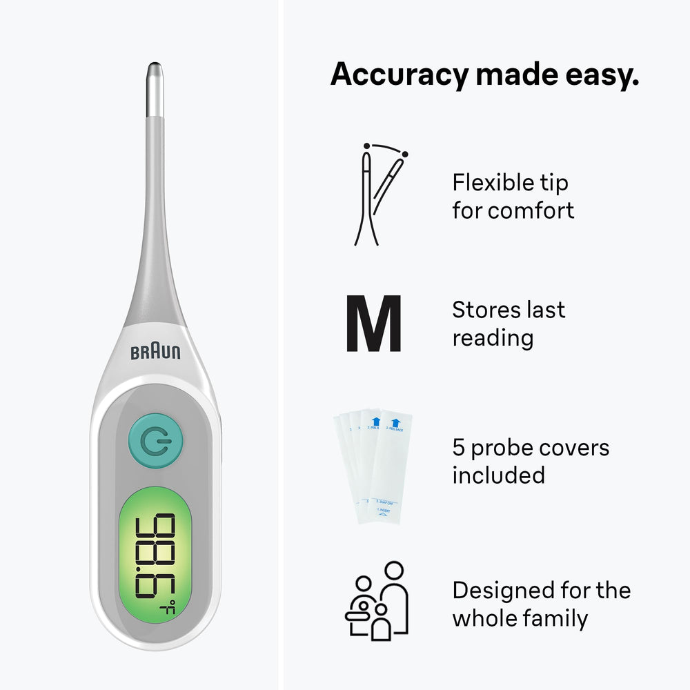 Braun Digital Thermometer memory recall stores the last reading