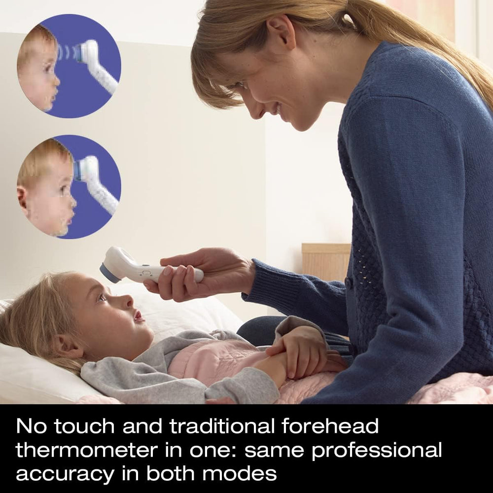 Braun No Touch Forehead Thermometer color-coding indicates status and next steps