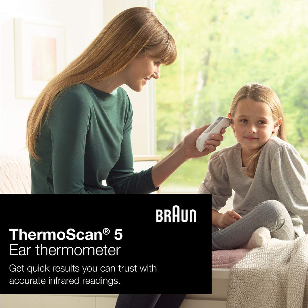 Braun ThermoScan 5 ExacTemp indicator guides stable placement for accurate readings