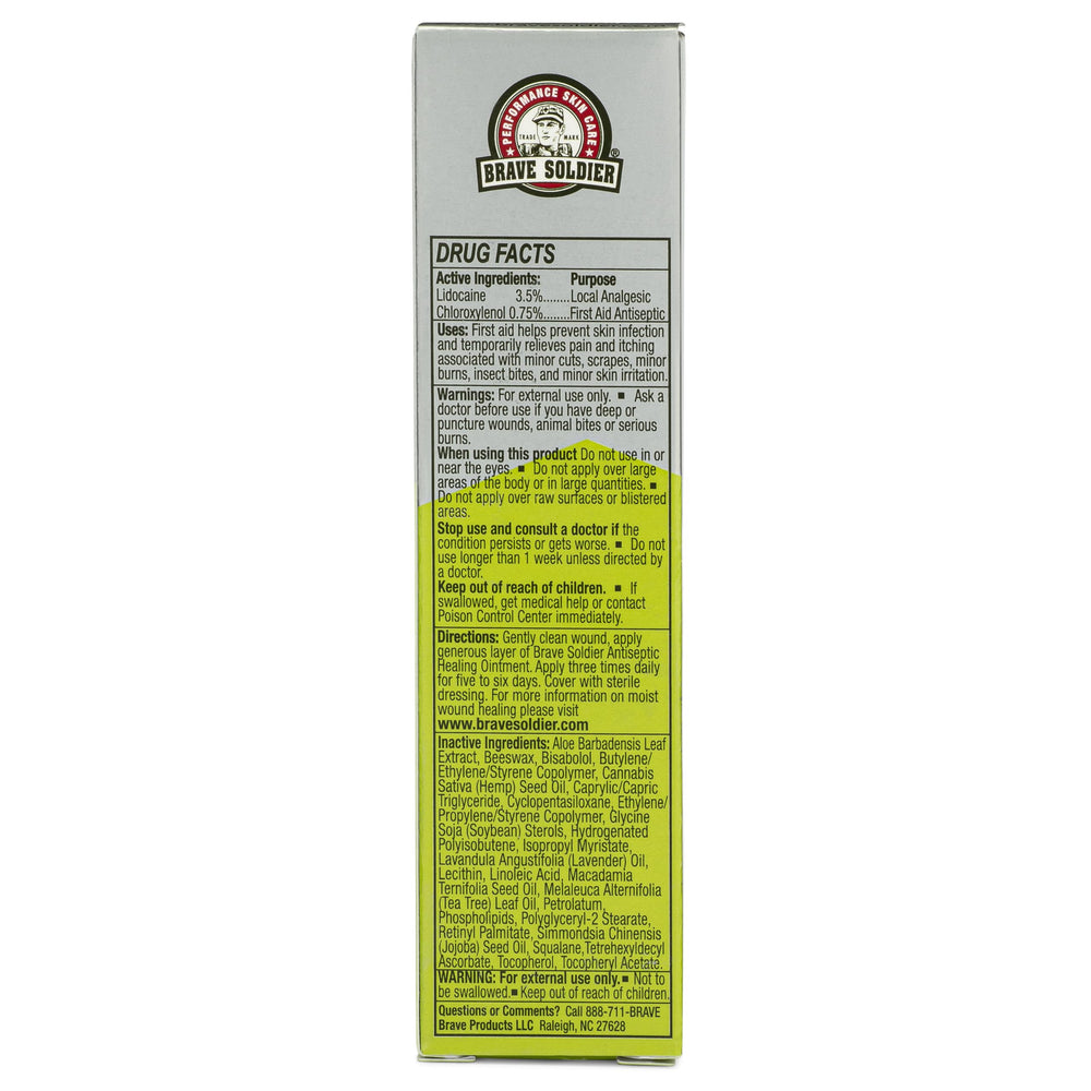 Closeup of Brave Soldier packaging and label.