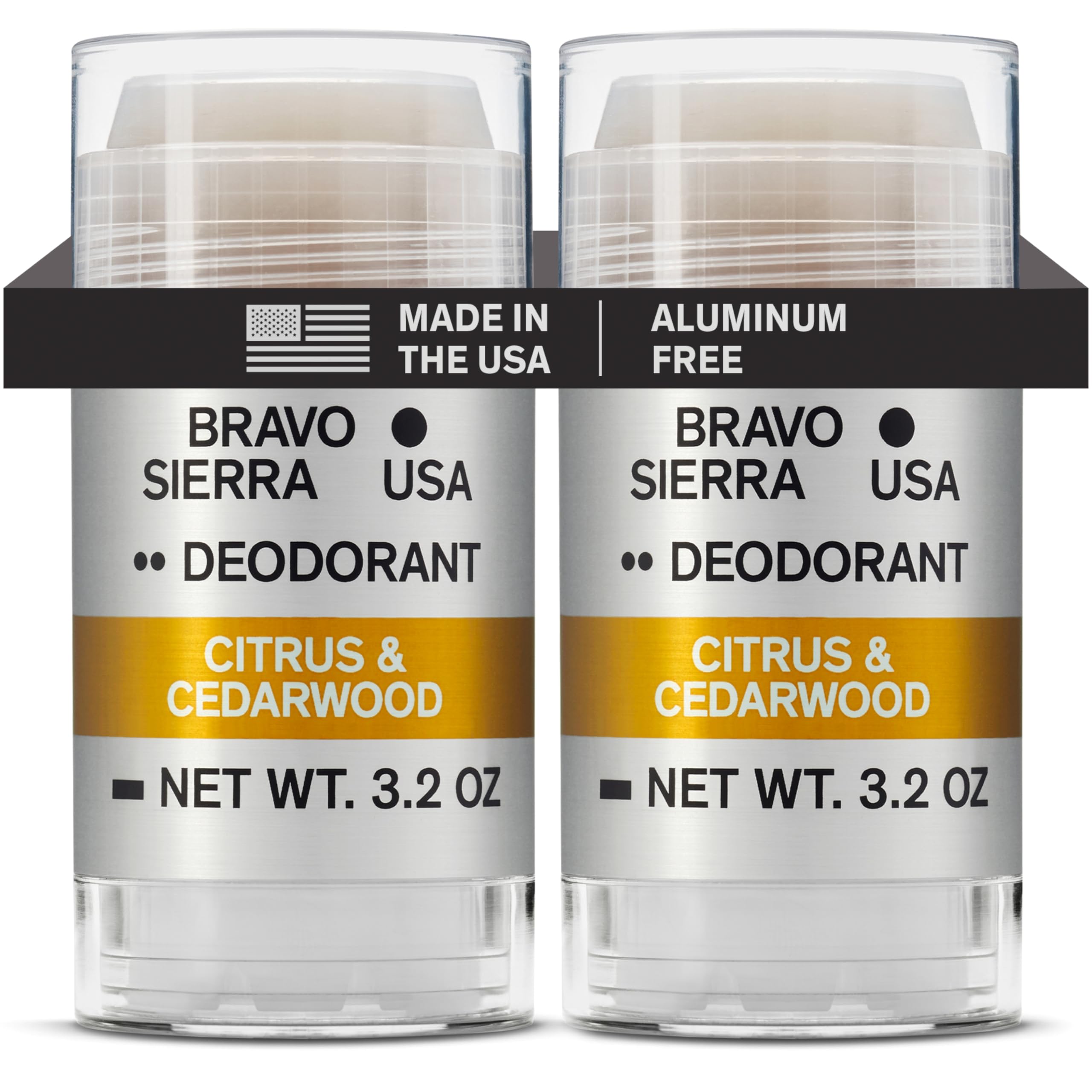 Bravo Sierra aluminum-free deodorant two-pack front view with odor protection
