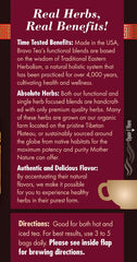 Bravo Tea Chaga mushroom detail emphasizing earthy aroma in a caffeine-free brew.