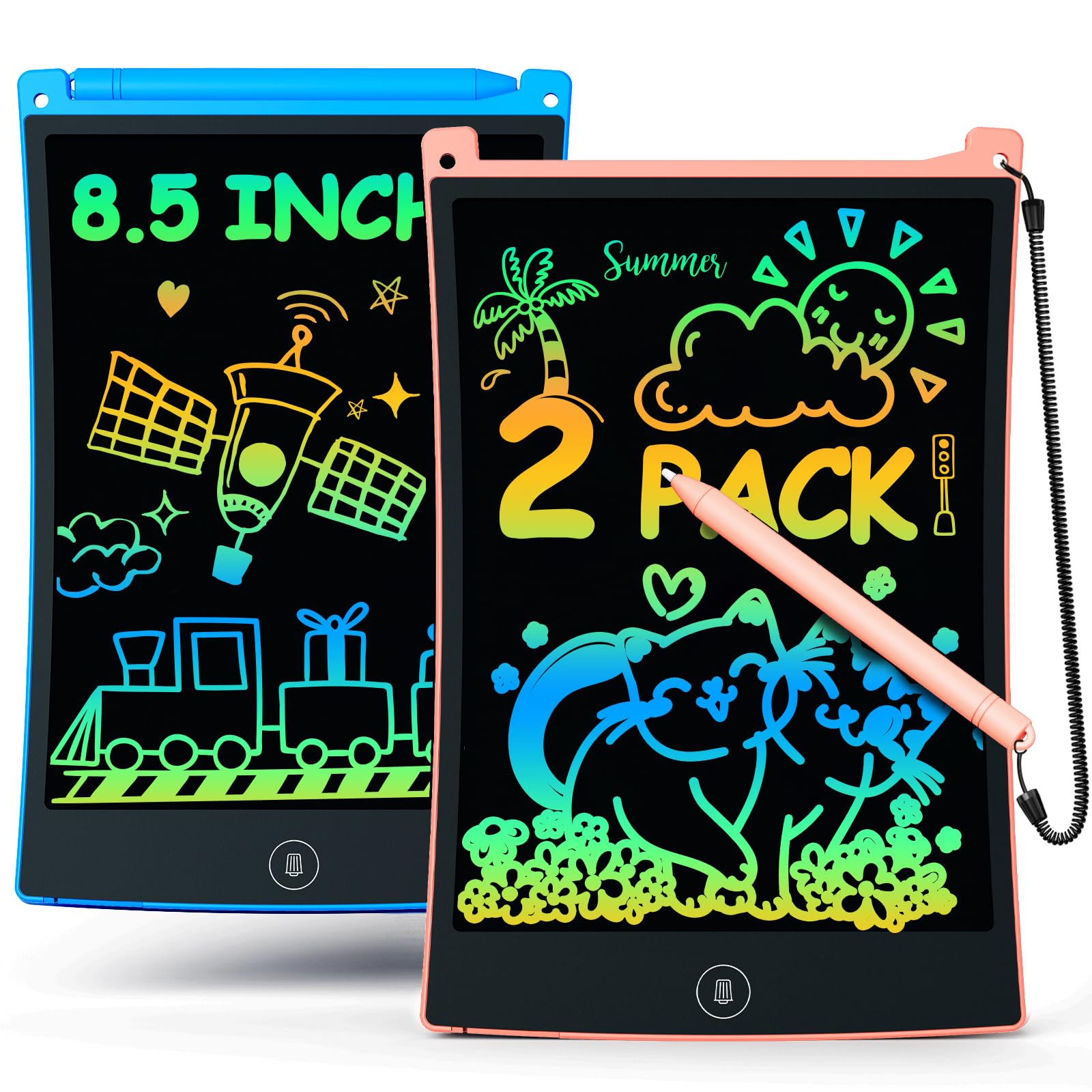Bravokids 2pack LCD writing tablet 8.5 inch, kid-friendly and portable for scribbles.