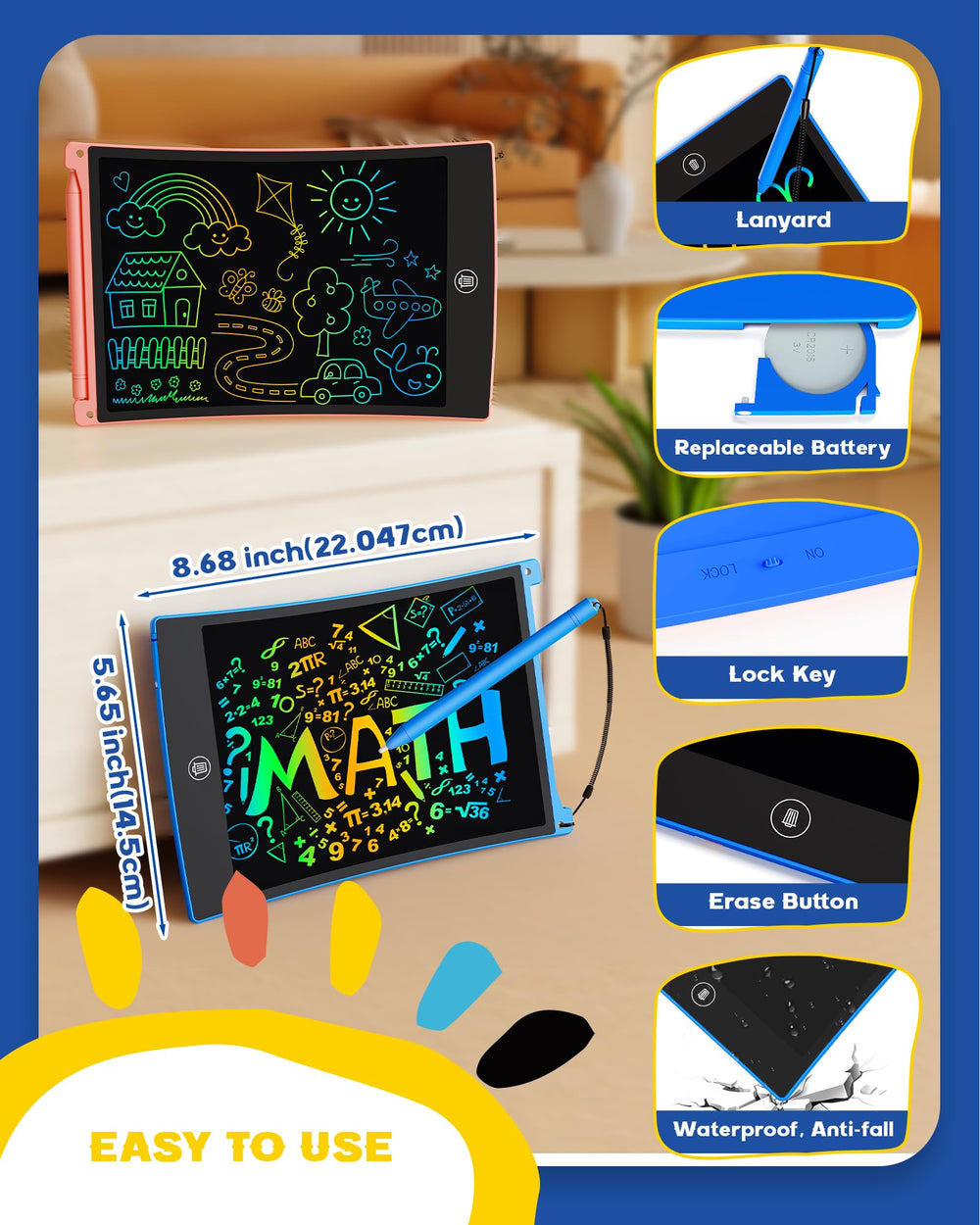 Bravokids colorful doodle board for kids, perfect for travel.