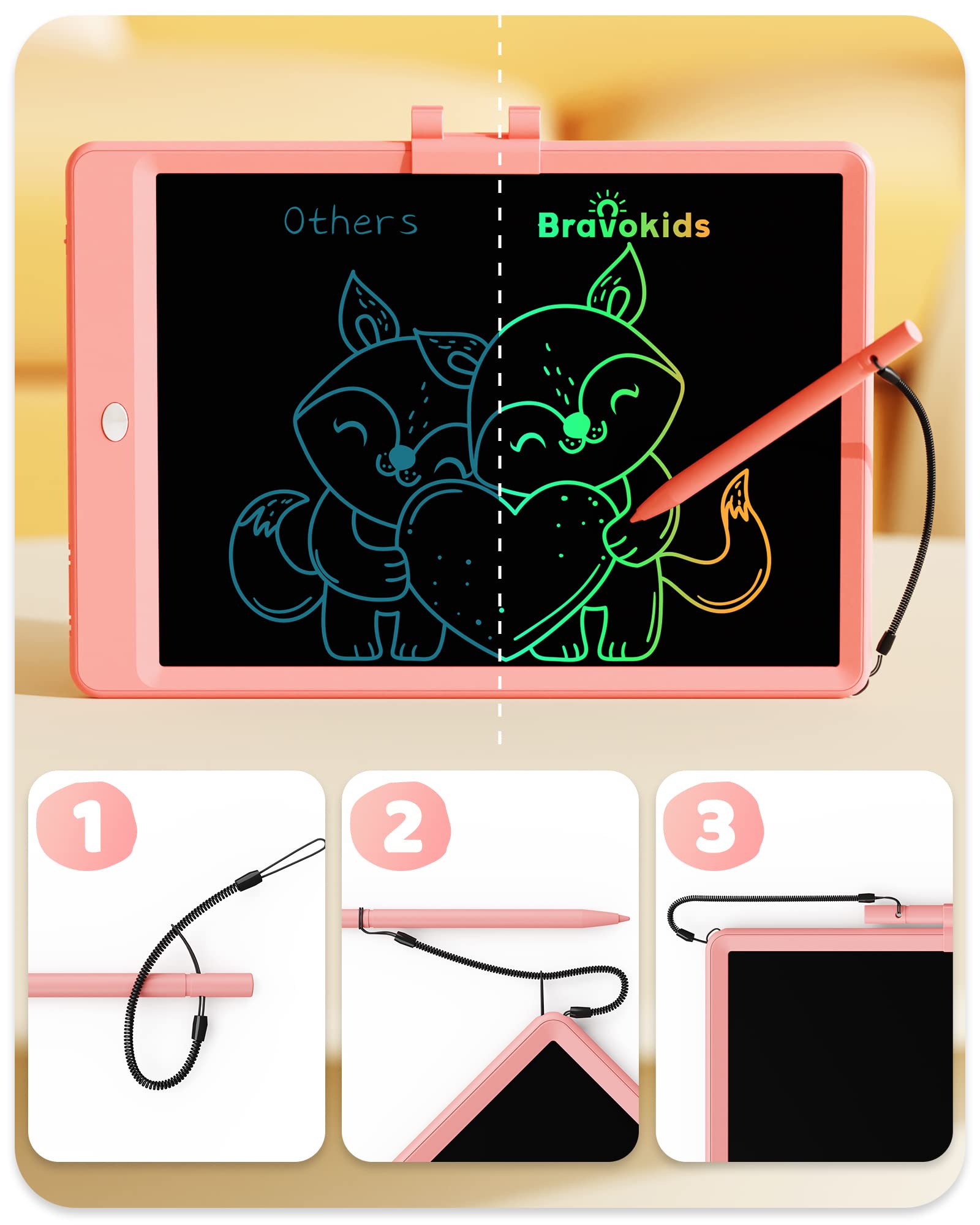 Bravokids doodle board supports kids learning with an education-friendly design.