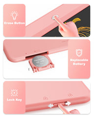 Bravokids erase button clears the screen quickly for continued drawing.