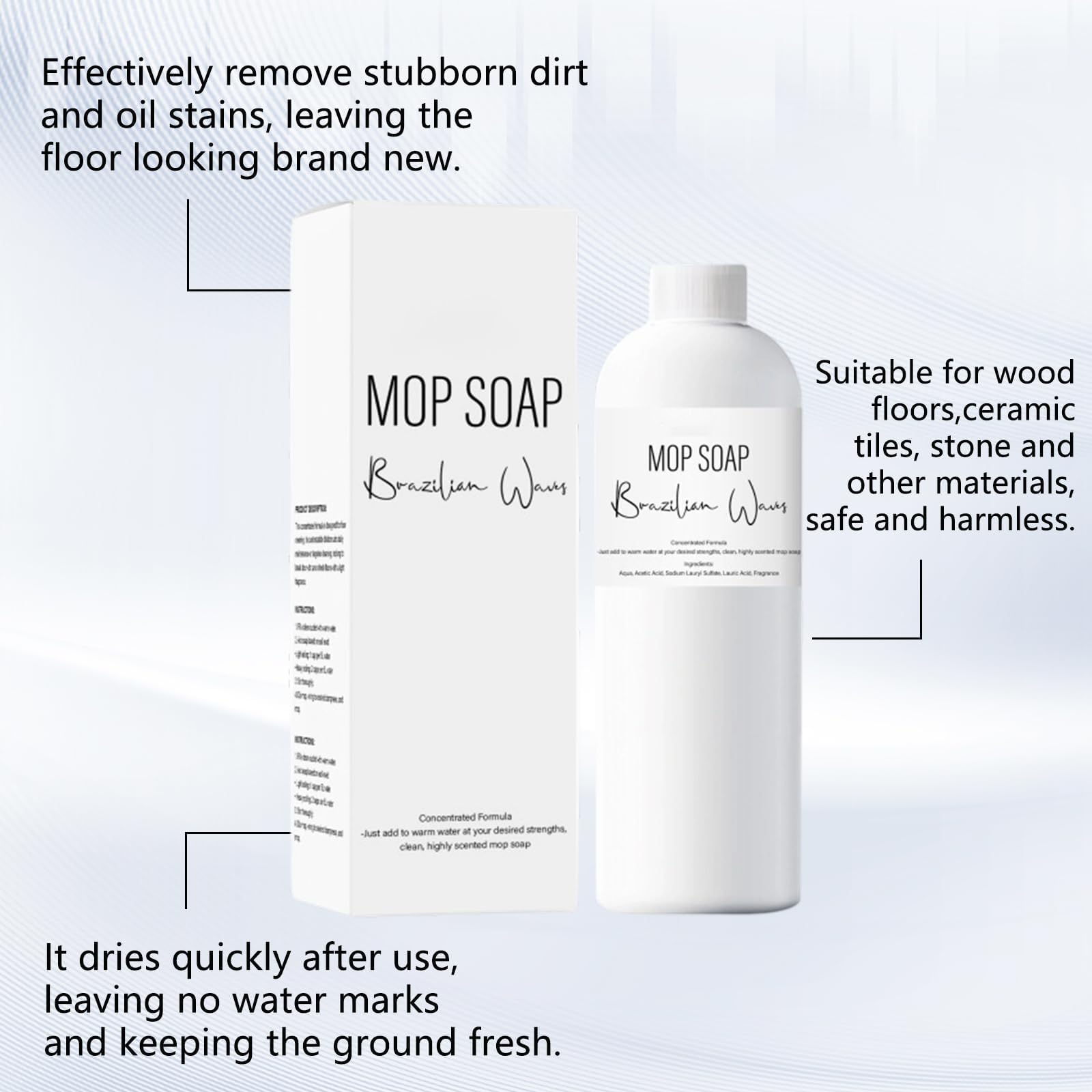 Brazilian Waves Mop Soap scent leaves home smelling fresh.