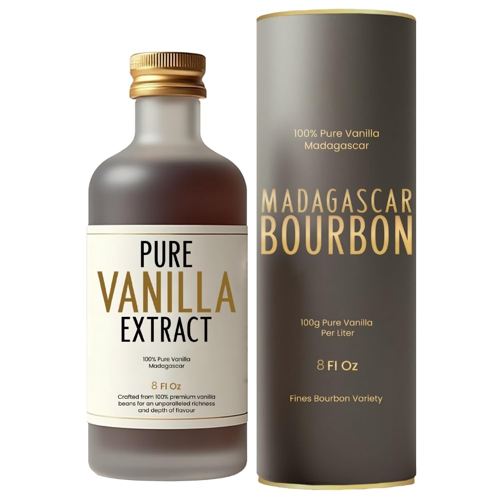 BRBON Madagascar Bourbon Vanilla Extract 8oz bottle for rich baking flavor