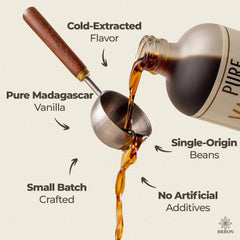 BRBON vanilla extract being poured, ensuring precise measurement for recipes