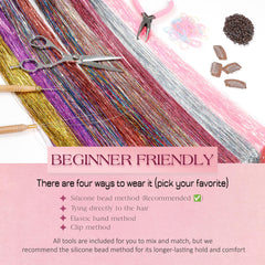 BRDLOCK Hair Tinsel 8600 strands offer abundant length for versatile looks.