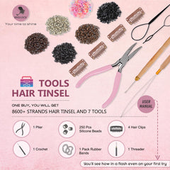 BRDLOCK Hair Tinsel application steps guide easy DIY styling at home.
