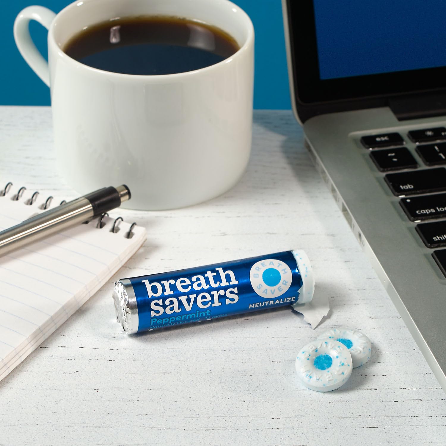 Peppermint mints in a Breath Savers roll ideal for gift bags.
