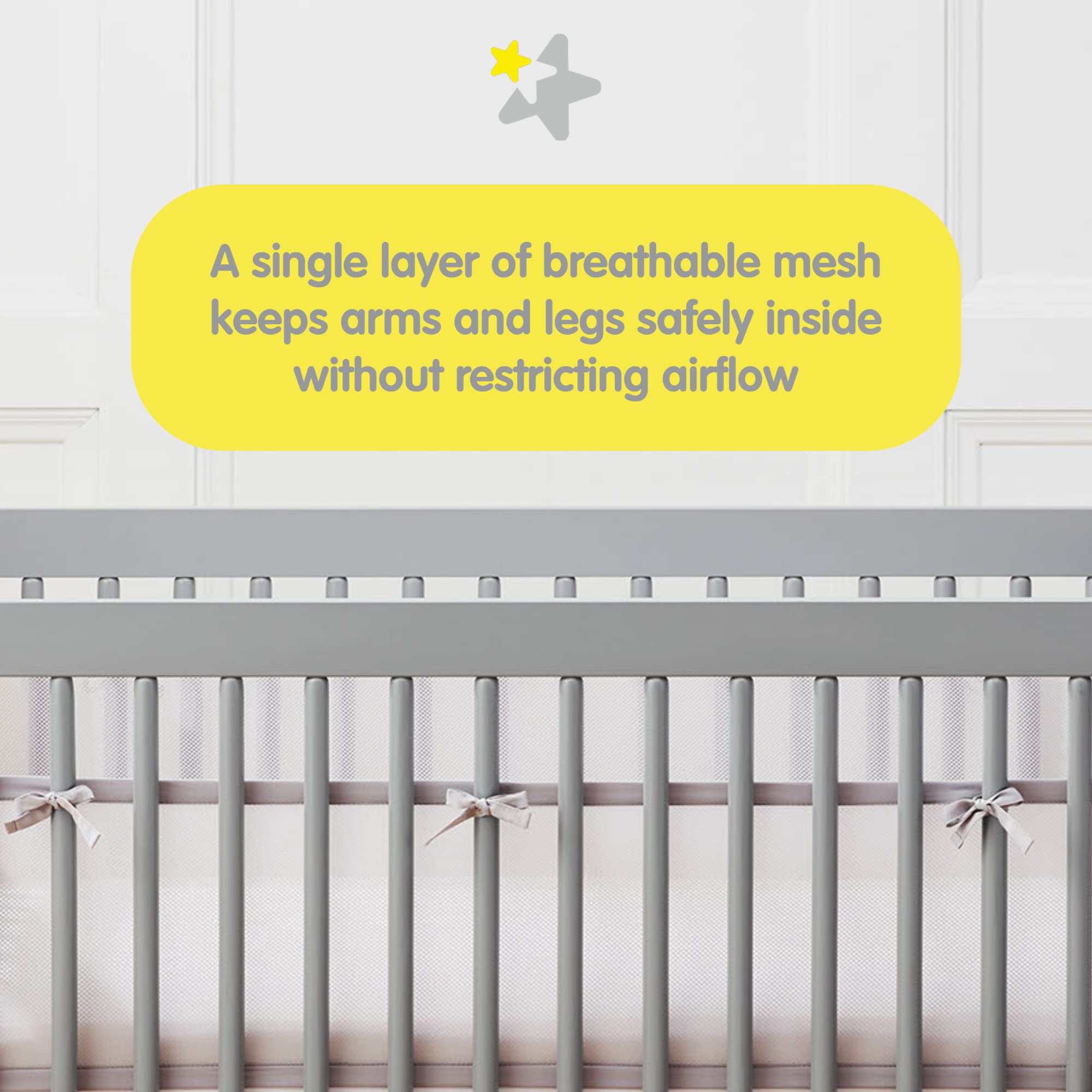 Top and bottom 1-inch trim detail on BreathableBaby liner.