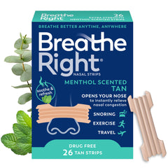 Breathe Right extra-strength menthol strip pack for easy nighttime breathing
