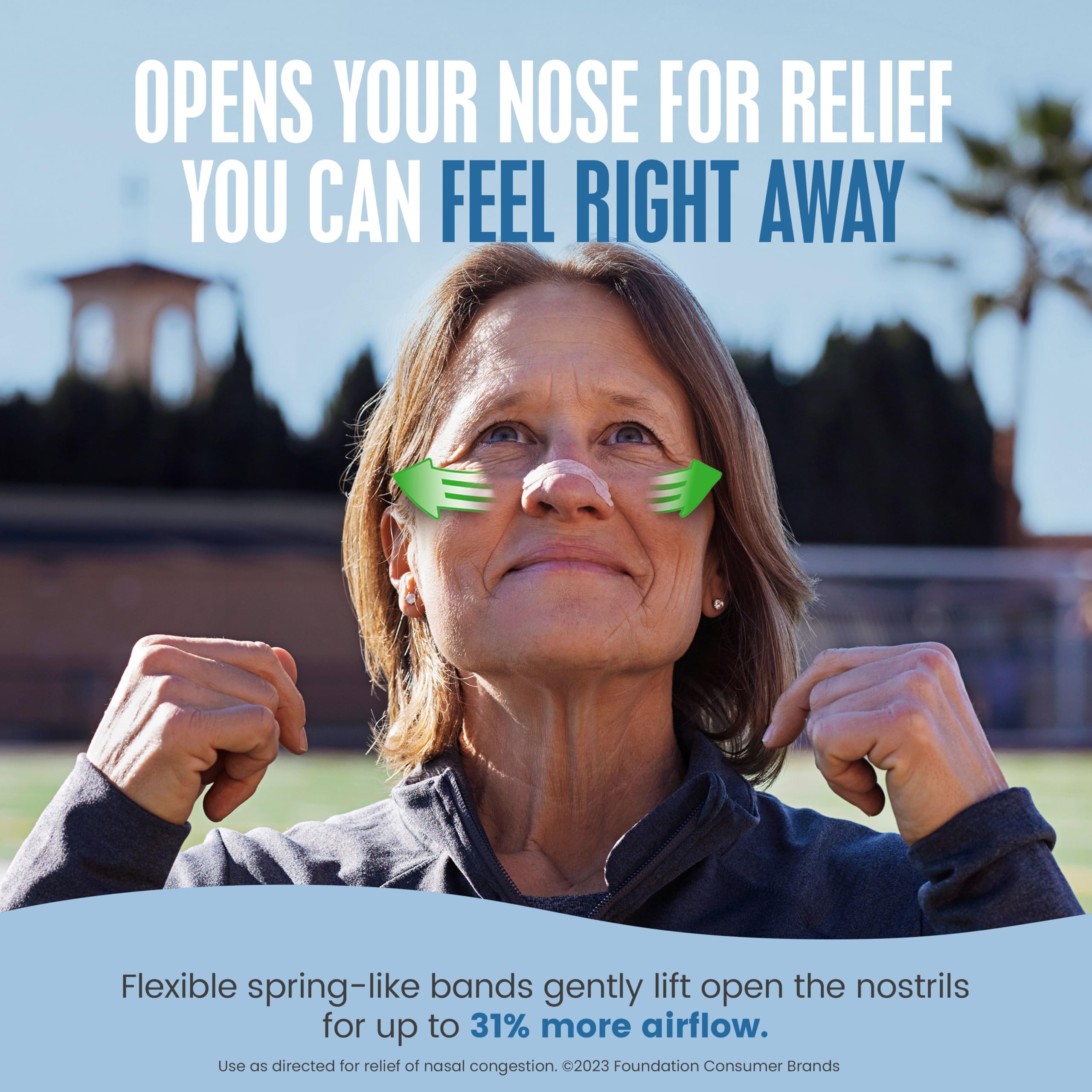 Nasal strip being applied on nose for easy airflow