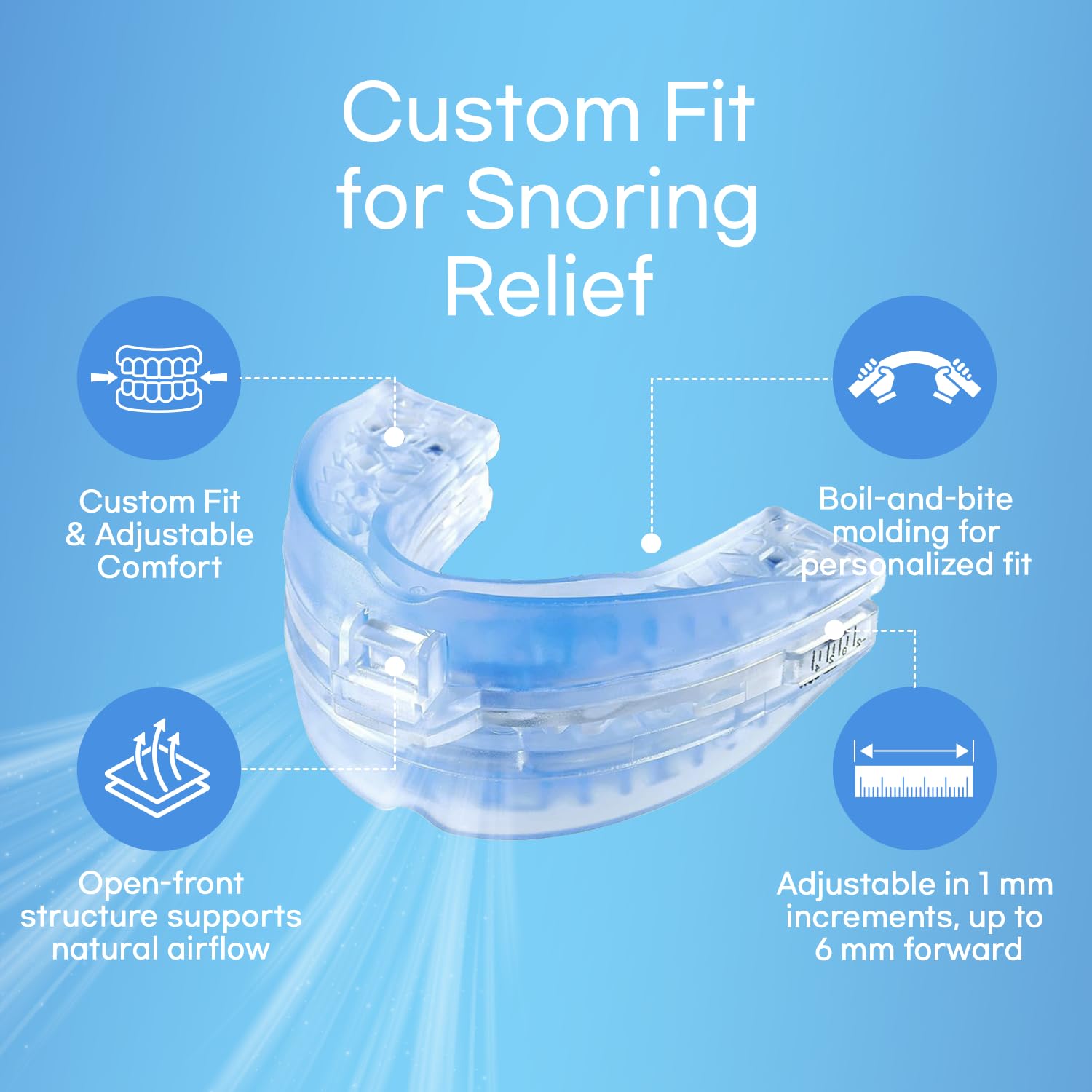 BreazTek Anti Snore Mouthpiece cleaning steps illustrate simple maintenance
