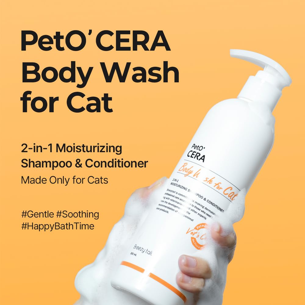 Breezytail PetO’Cera lather on cat fur for a clean, soft coat.