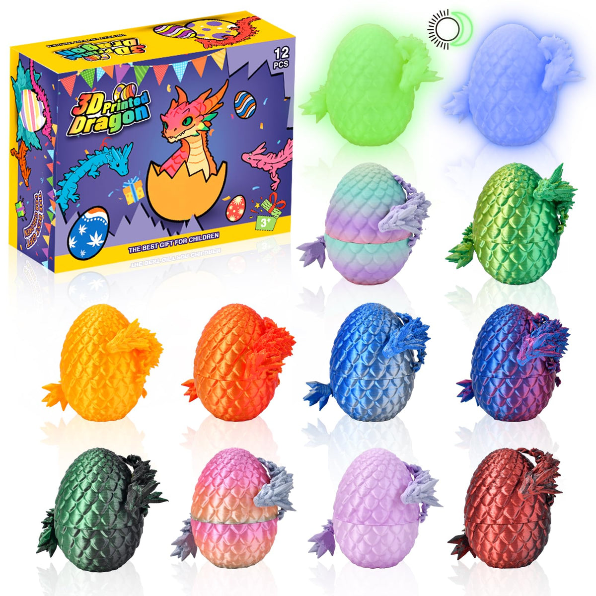 breibowski 12-pack dragon eggs neatly packed for Easter baskets and party favors.