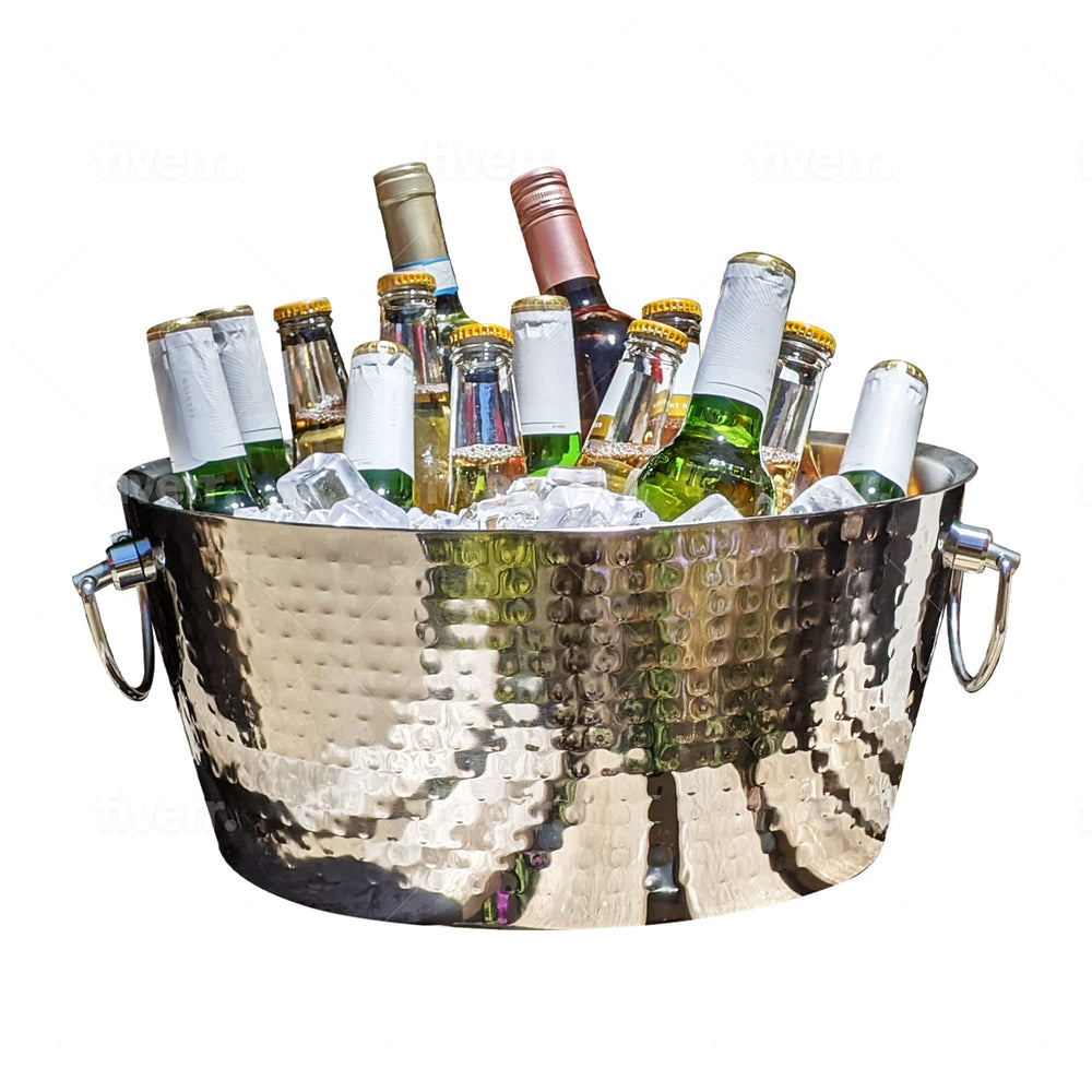 BREKX hammered stainless beverage tub with rugged texture for durable, high-end entertaining