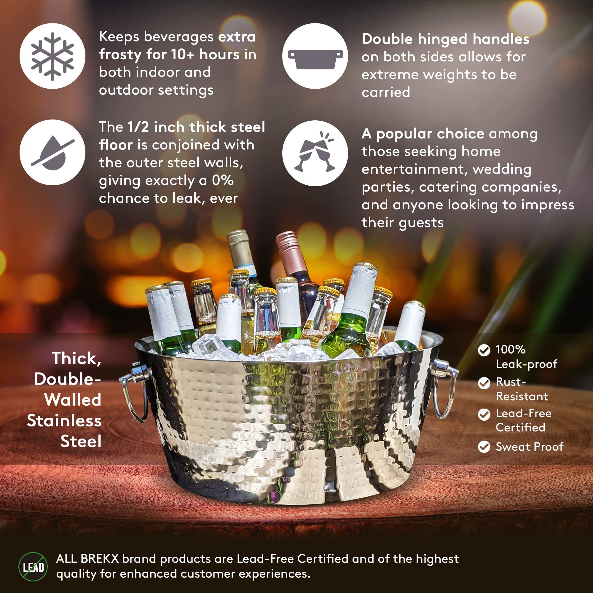 BREKX lidless ice bucket emphasizes quick access and effortless service