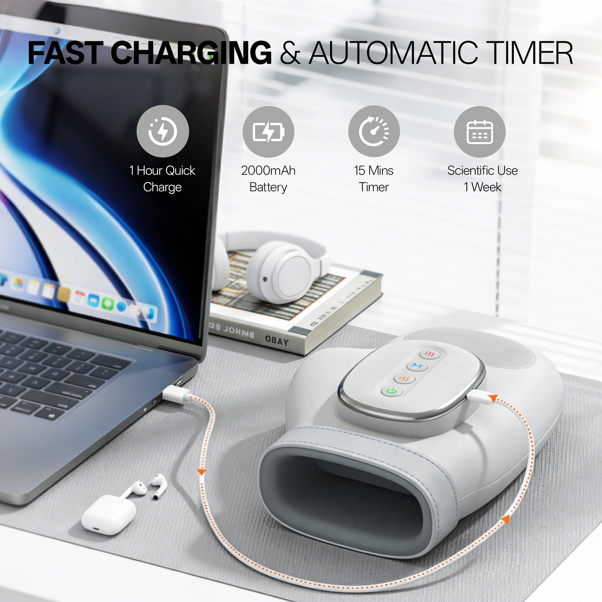 Brenzo hand massager targets palm, fingers, and wrist for relief.