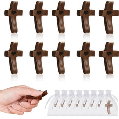 Brevynx handmade walnut cross with heart detail for meditation and focus