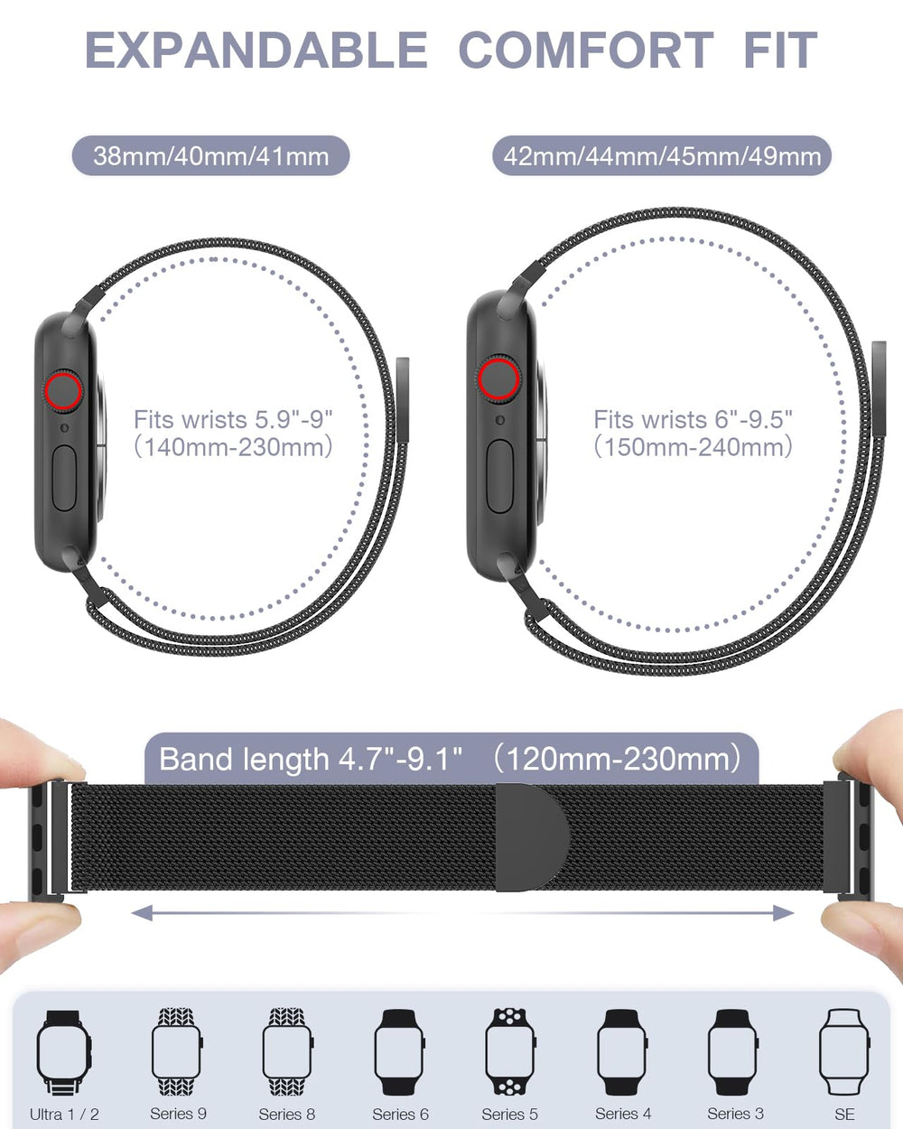 BRG-compatible Apple Watch bands fit Series across models