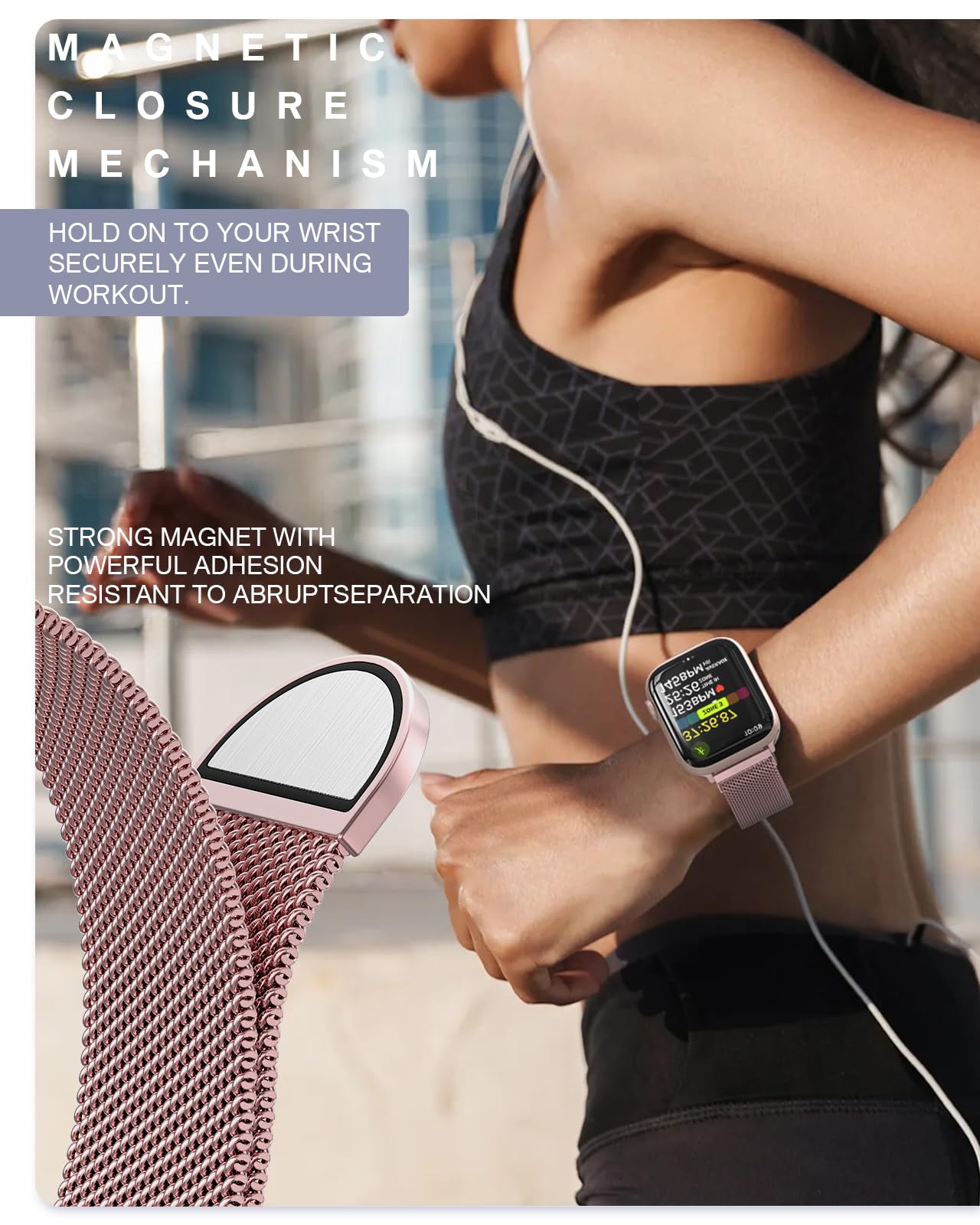 BRG magnetic clasp band on Apple Watch demonstrates quick length adjustments.