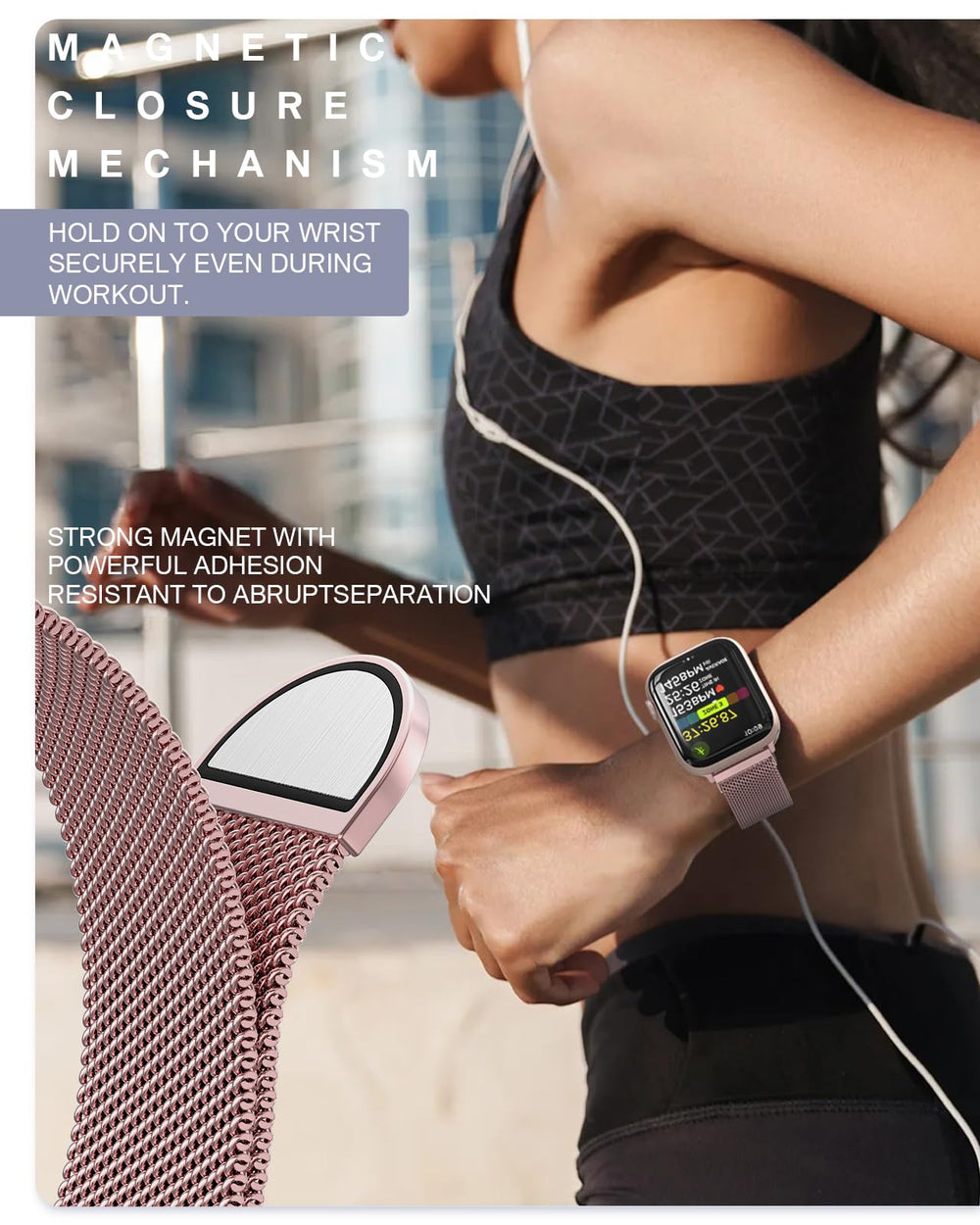 BRG magnetic clasp band on Apple Watch demonstrates quick length adjustments.