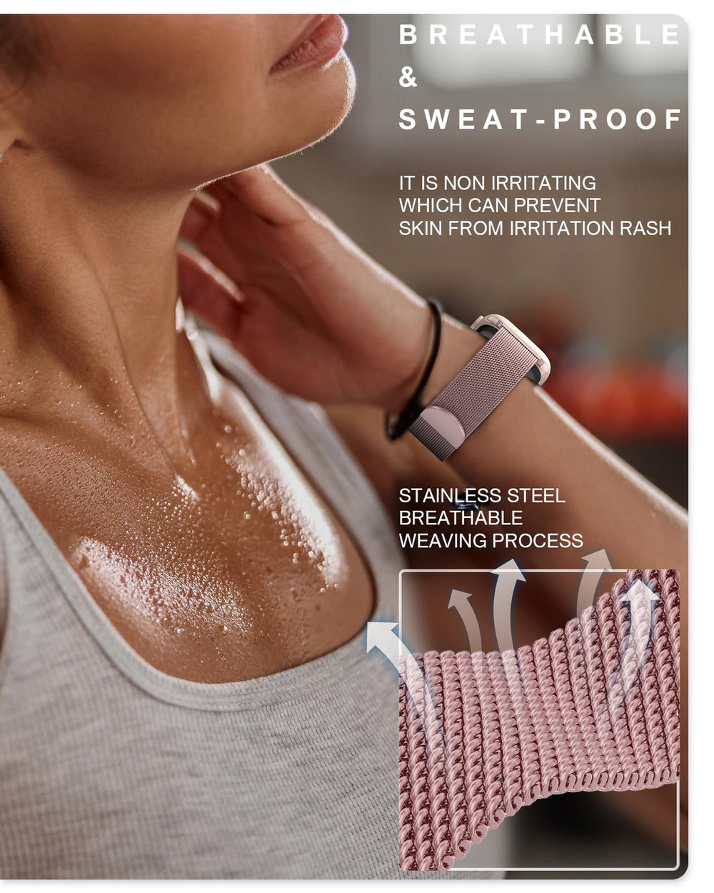 BRG stainless steel mesh close-up highlights premium finish and daily comfort.