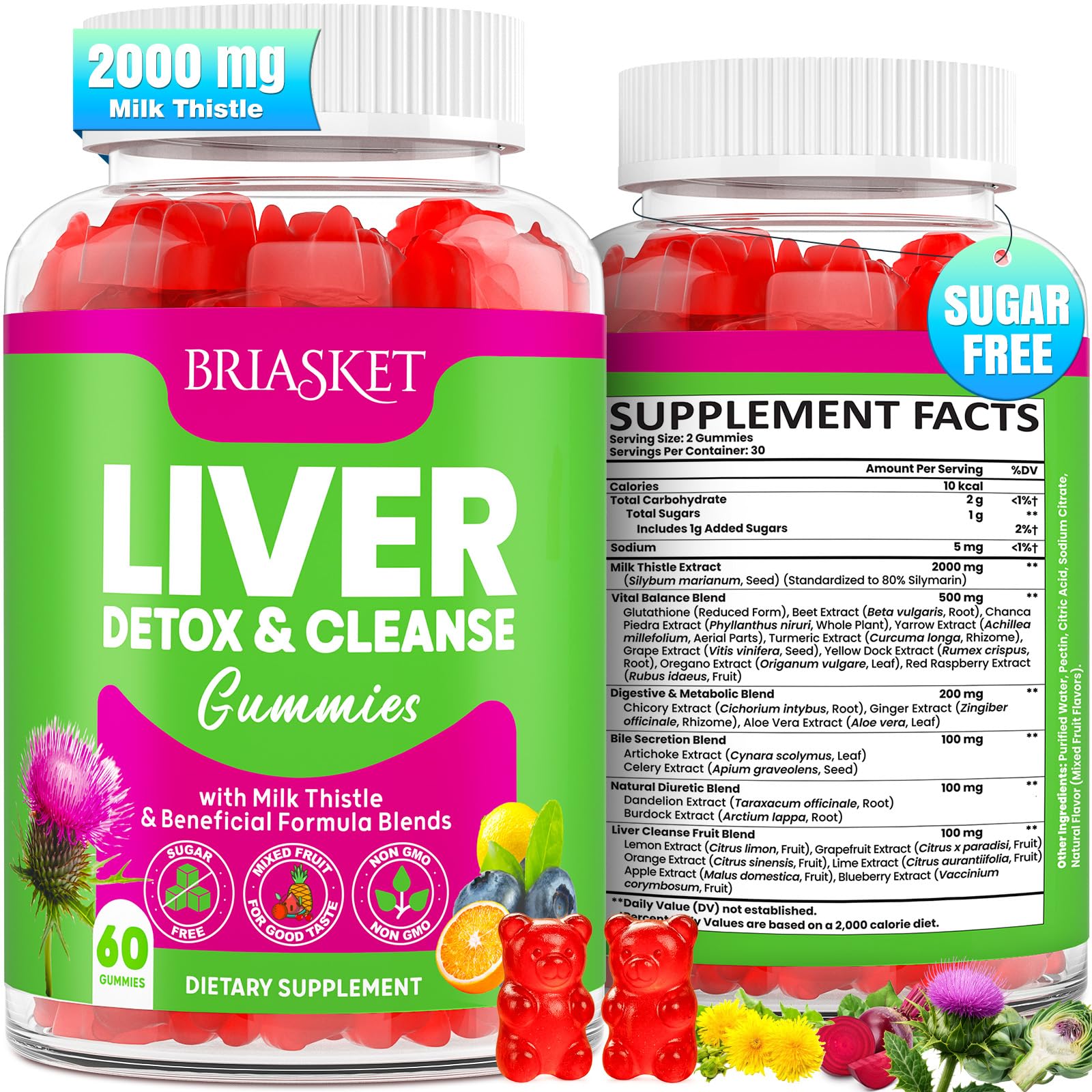 Briasket Liver Detox Gummies bottle for daily liver support and detox-friendly routine