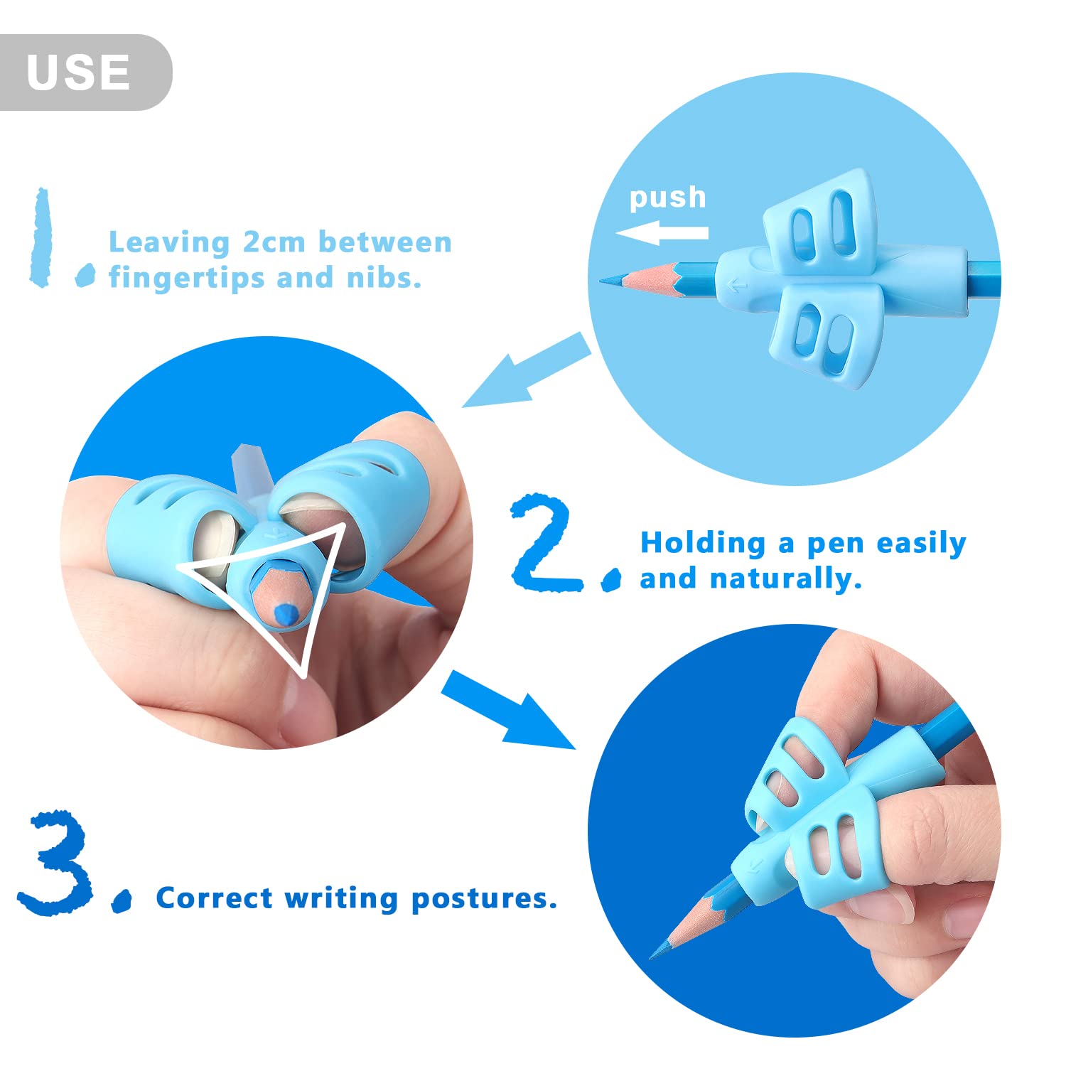 Bribobo 6-pack Pencil Grips suitable for both right- and left-handed kids.