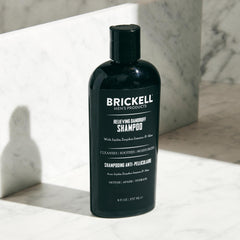 Brickell Men's Relieving Dandruff Shampoo lather offers a soothing cleanse.