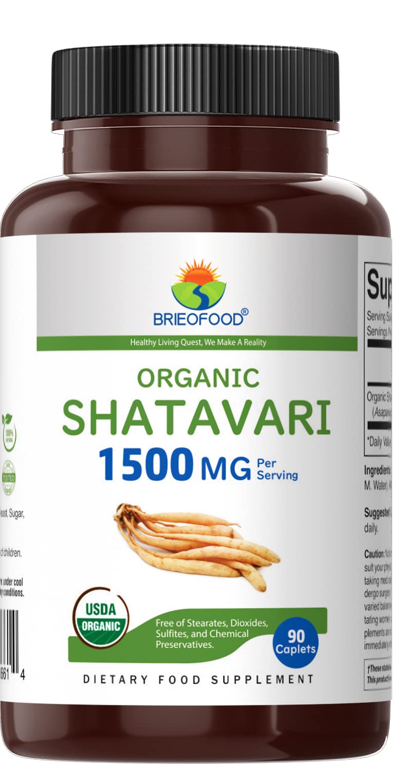 Shatavari label close-up reveals 1,500 mg per serving on the bottle