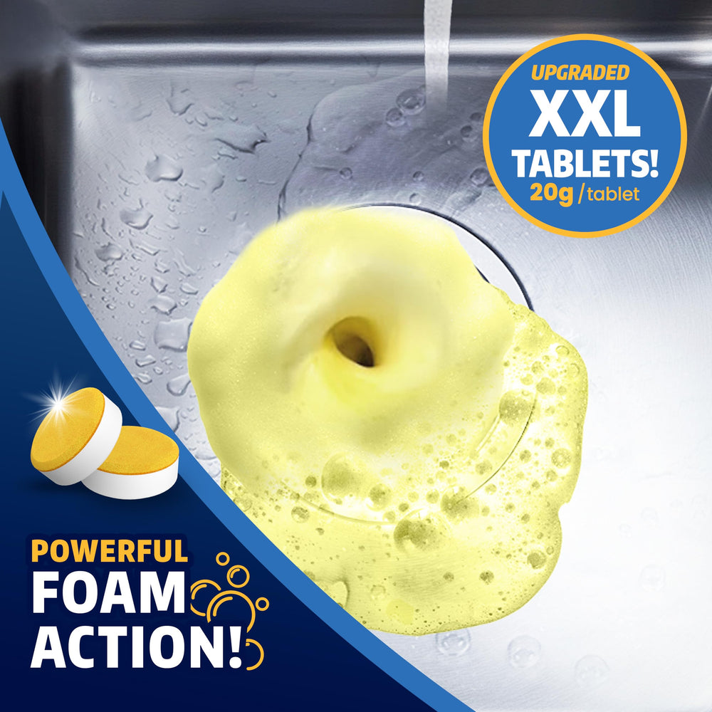 Bright Choice easy-use tablet into disposal with hot water for activation.