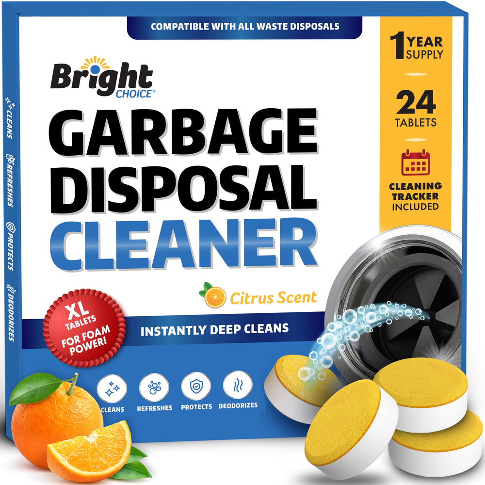 Bright Choice garbage disposal cleaner tablets in a 24-pack for proactive sink maintenance.