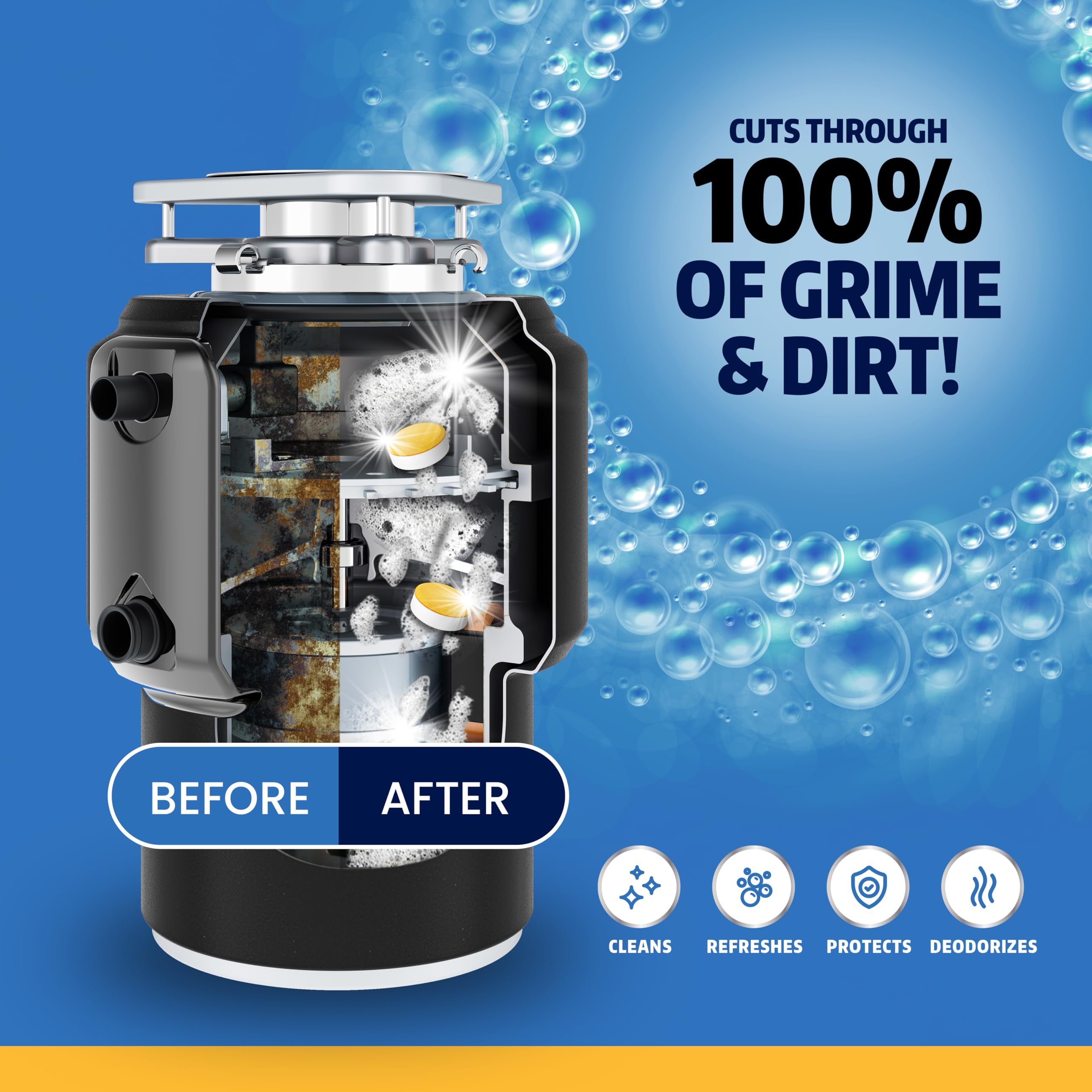 Bright Choice lemon scent freshens kitchen sink after use.