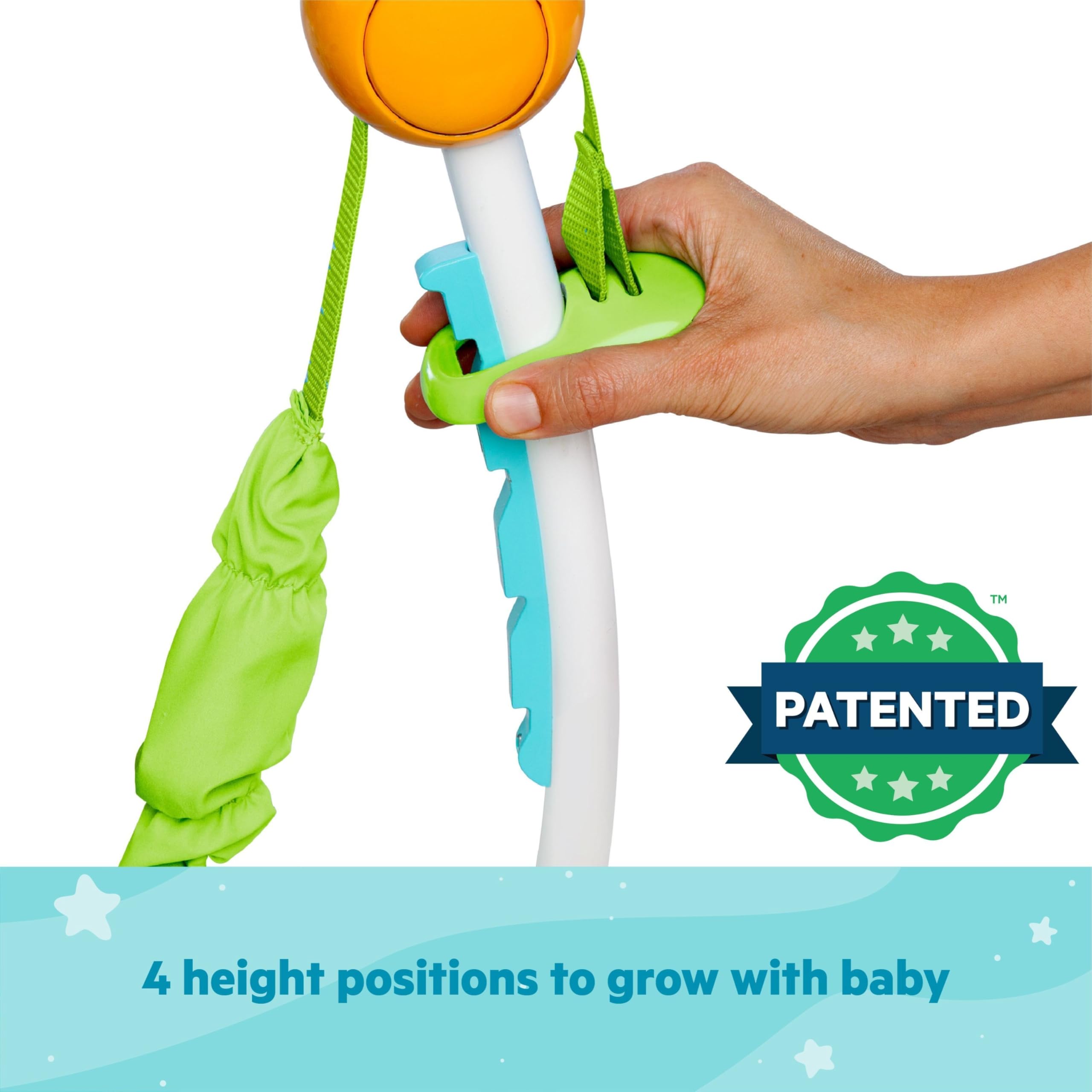 Bright Starts lights and songs encourage active jumping and discovery