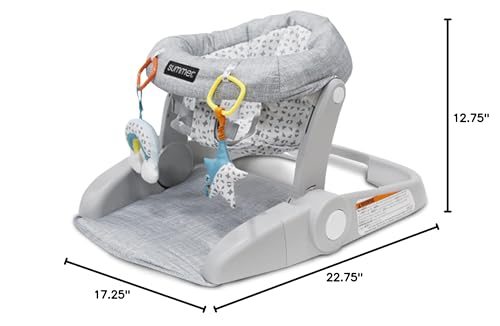 Bright Starts Learn-to-Sit seat travel-friendly setup for on-the-go parents.