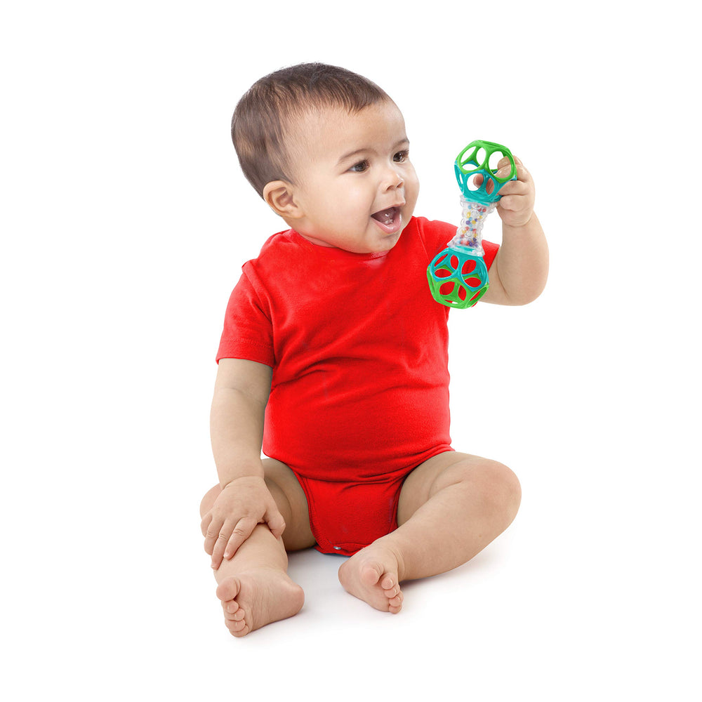 Bright Starts Little Shakers Oball Rattle Easy-Grasp Toy in red supports grip.