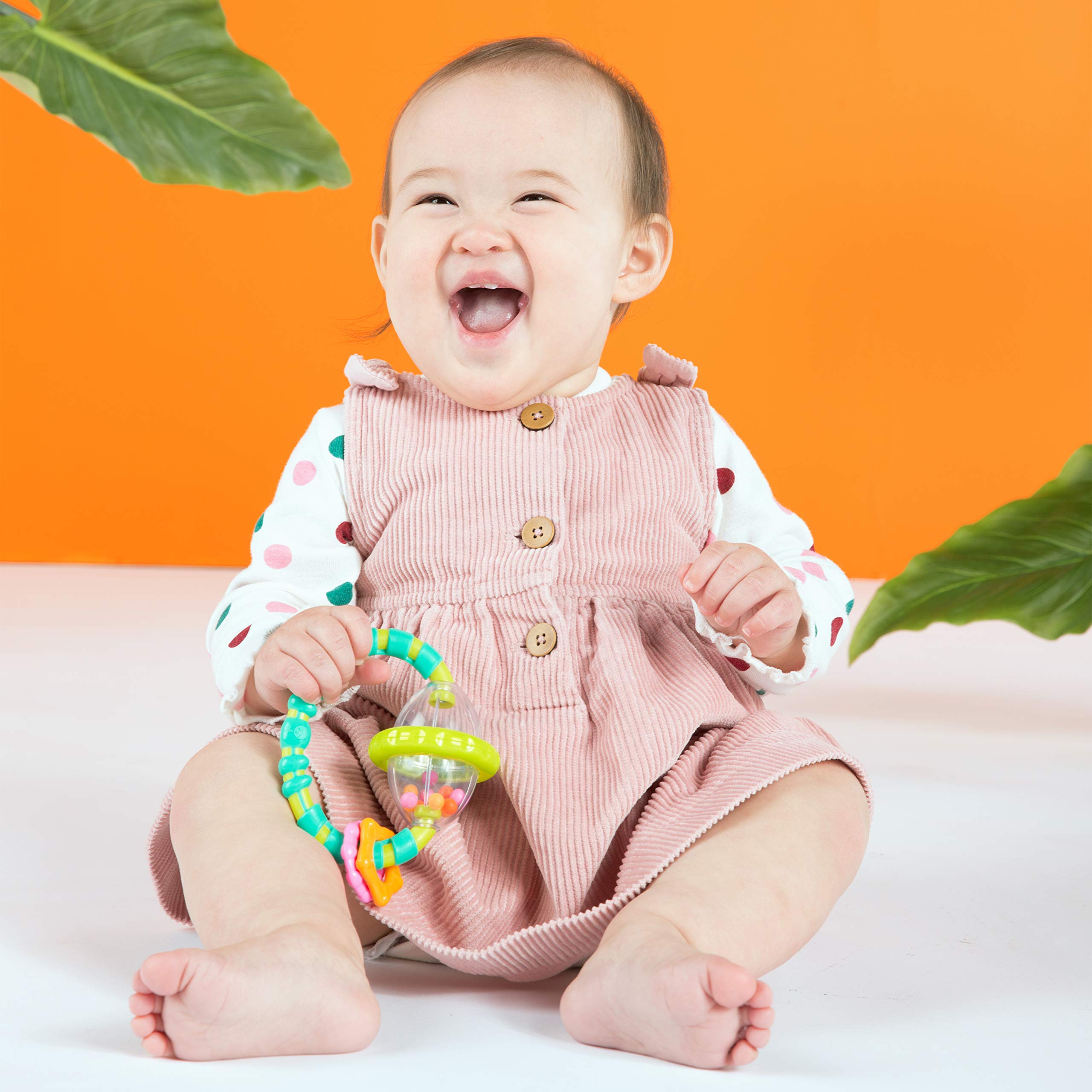 Bright Starts Little Shakers Oball Shaker Toy easy to grasp for tiny hands.