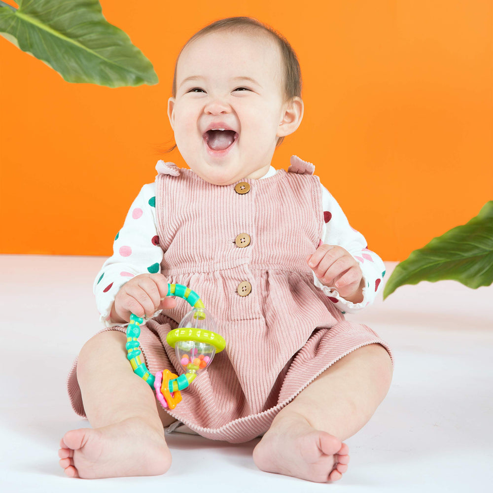 Bright Starts Little Shakers Oball Shaker Toy easy to grasp for tiny hands.