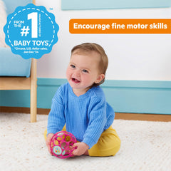Bright Starts Oball flexible design supports early motor skills and tactile play.