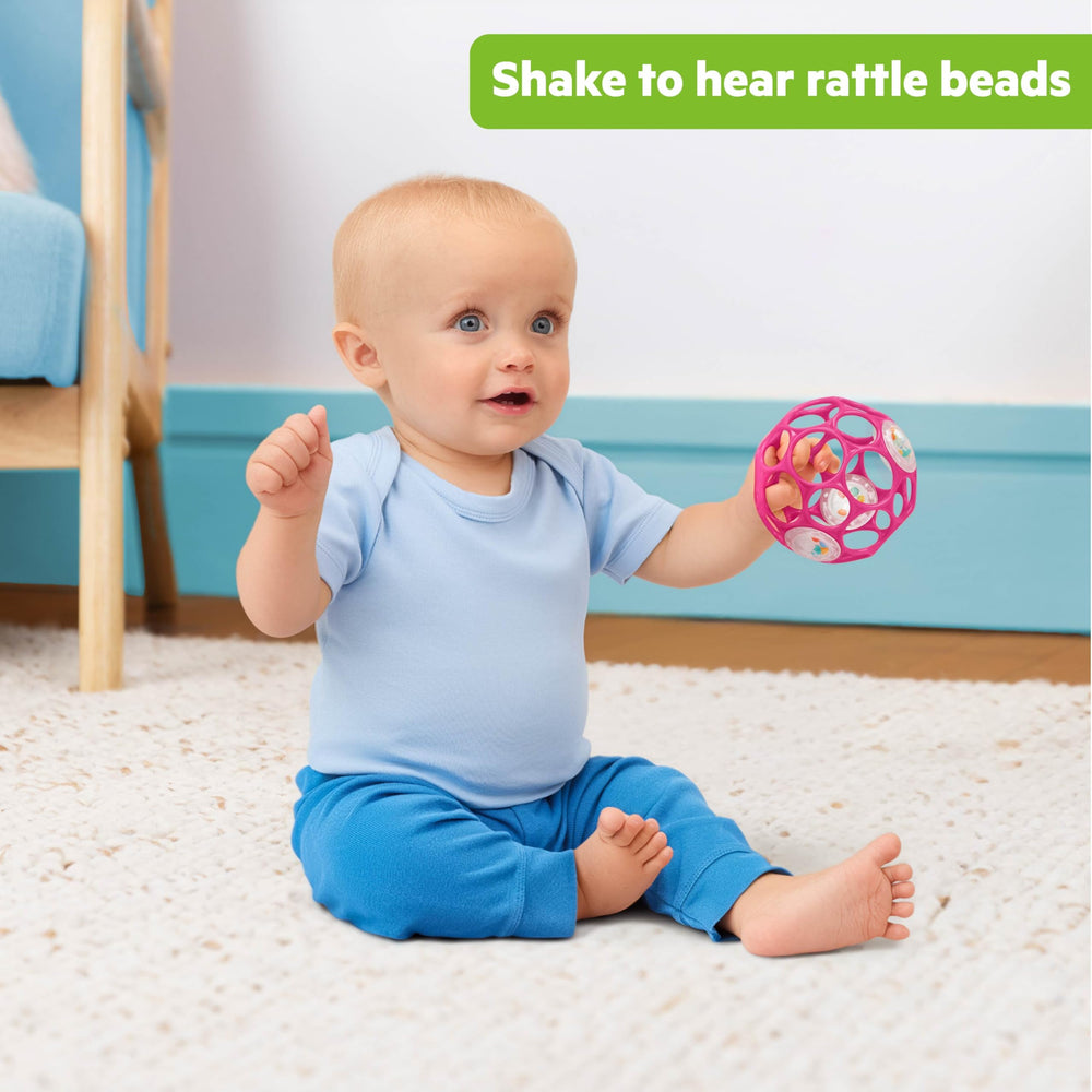 Bright Starts Oball lightweight rattle for travel and on-the-go play.