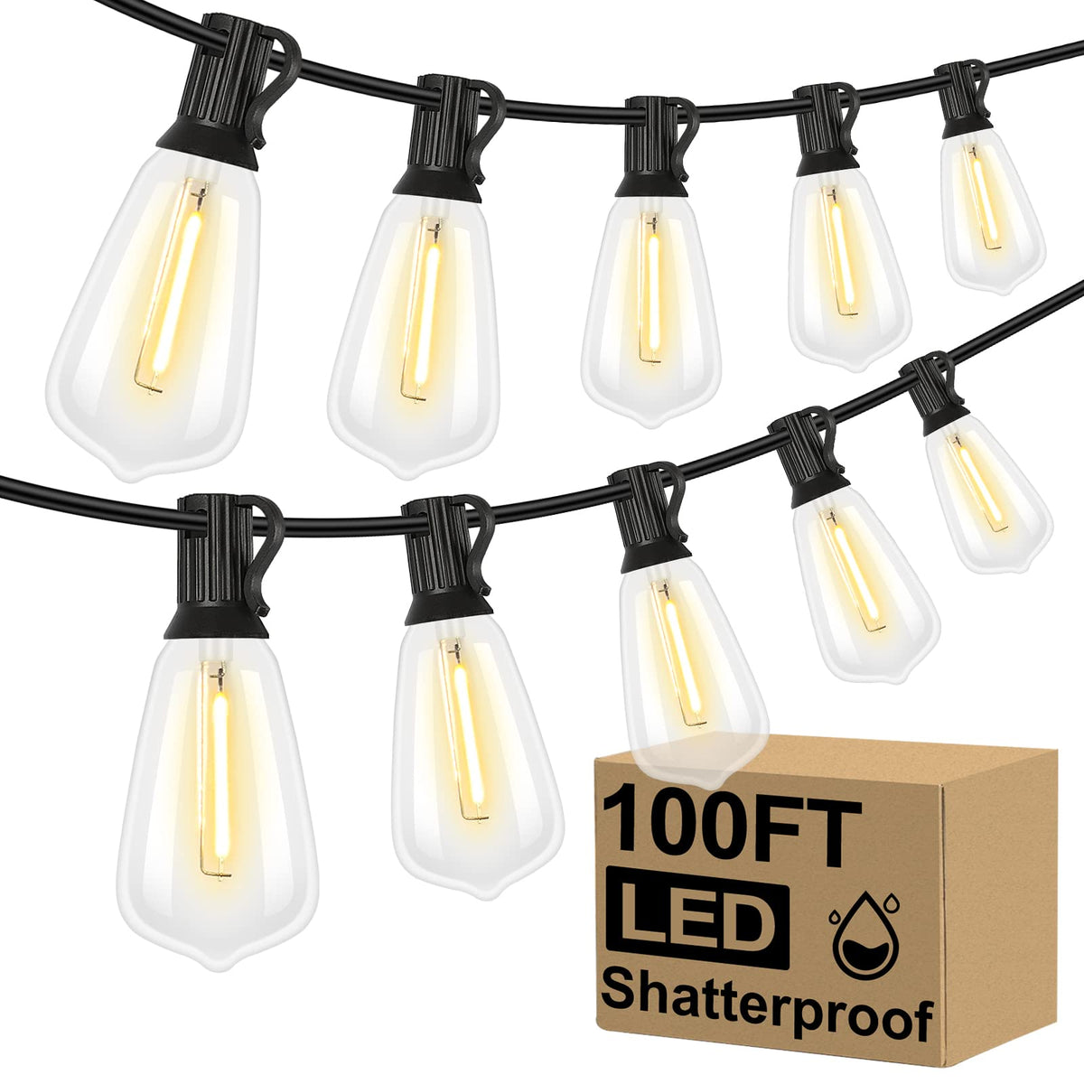 Brightever outdoor string lights 100ft; cozy patio illumination for gatherings